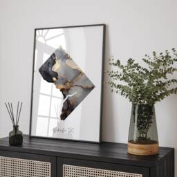 Washington Dc Map Black & Gold Wall Art Print - District Of Columbia Usa United States America [Ev] - thumbnail 2