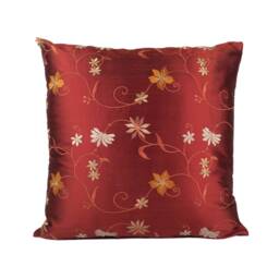 Cinnamon Copper Throw Pillow Cover, Silk Decorative Cushion Covers, Accent Toss Floral Embroidered Pillowcase, Farmhouse Designer Pillows - thumbnail 1