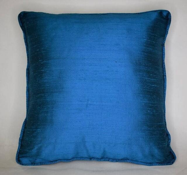 Sale Silk Piping Pillows Cobalt Teal Silver - image 1