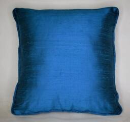 Sale Silk Piping Pillows Cobalt Teal Silver - thumbnail 1
