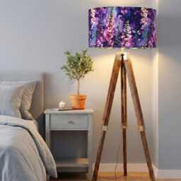 Handmade By Order Luxury Purple Pink Floral Plant Pattern Drum Lamp Shade Pendant Light All Shapes & Sizes Available - thumbnail 2