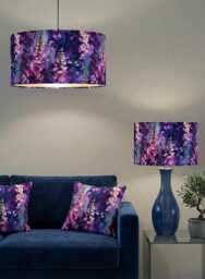 Handmade By Order Luxury Purple Pink Floral Plant Pattern Drum Lamp Shade Pendant Light All Shapes & Sizes Available