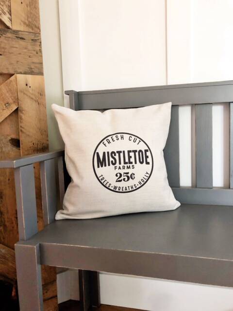 Mistletoe Farms Linen Christmas Pillow Cover Farmhouse Decor - image 1