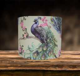 Peacock Bird Lampshade For Ceiling & Table Lamps, Feather Pattern Drum Light Shade - thumbnail 1