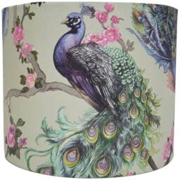 Peacock Bird Lampshade For Ceiling & Table Lamps, Feather Pattern Drum Light Shade - thumbnail 2