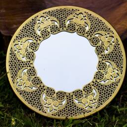 Floral Hand Forged Brass Mirror Oriental Art- Etched Works - Geometry Patterns Wall Egyptian Geometric - thumbnail 2