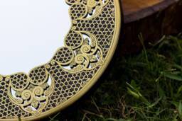 Floral Hand Forged Brass Mirror Oriental Art- Etched Works - Geometry Patterns Wall Egyptian Geometric