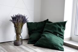 Bed Linen Pillowcase, Dark Emerald Stonewashed Pillowcases Envelope Closure, Custom Size