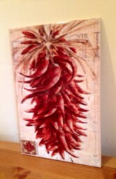 Red Hot Chili Peppers Ceramic Tile Wall Art, Glossy Kitchen Decor - 8x12 - thumbnail 2