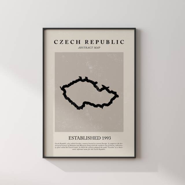Czech Republic Map Vintage Abstract Wall Art Print Picasso + Matisse Inspired Travel Poster - image 1