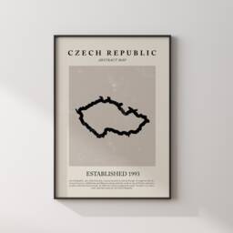 Czech Republic Map Vintage Abstract Wall Art Print Picasso + Matisse Inspired Travel Poster - thumbnail 1