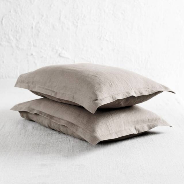 Linen Pillowcases With Flange, Oxford Pillowcase Set Of Two, Natural Shams, Custom Bedding - image 1