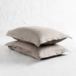 Linen Pillowcases With Flange, Oxford Pillowcase Set Of Two, Natural Shams, Custom Bedding