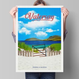 Vatersay Travel Poster, Traigh A Bhaigh, Beach, Isle Of Barra - thumbnail 1