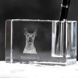 xoloitzcuintli, Mexican Hairless Dog , Crystal Pen Holder With Dog, Souvenir, Decoration, Limited Edition, Collection - thumbnail 2