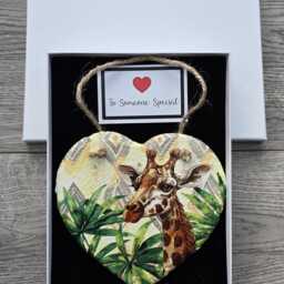 Giraffe Heart Slate Plaque Decoupage Wall Hanging - 15cm - thumbnail 2