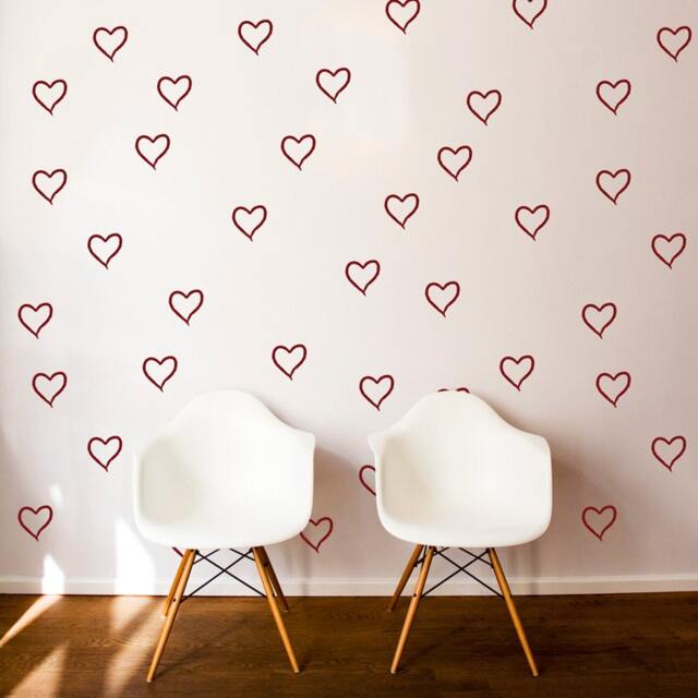 Doodled Heart Pattern Wall Decal - Tiny Repeatable Art Custom Vinyl ...