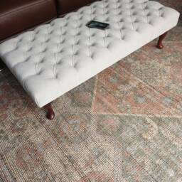 Handmade Chesterfield Coffee Table Footstool Cream Naple Fabric, Custom Feet & Colors - thumbnail 2