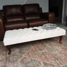 Handmade Chesterfield Coffee Table Footstool Cream Naple Fabric, Custom Feet & Colors - thumbnail 1