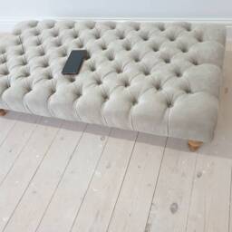 Handmade Chesterfield Coffee Table Footstool Cream Naple Fabric, Custom Feet & Colors - thumbnail 3