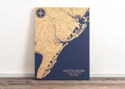 South Shore, New Jersey Map - Engraved Wood Coastal Chart Wall Art Sign, Beach Home Decor Nautical Print, Unique Personalized Family Gift - thumbnail 1