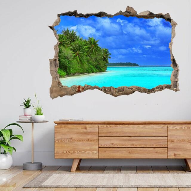Beautiful Beach Tropical Resort 3D Smashed View Wall Sticker Poster Decal A927 - image 1