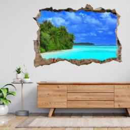 Beautiful Beach Tropical Resort 3D Smashed View Wall Sticker Poster Decal A927