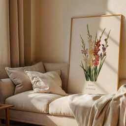 August Gladiolus Birth Flower Print - Vintage Botanical Wall Art, Birthday Gift For Her - thumbnail 2