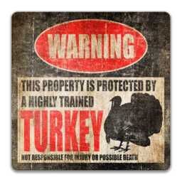 Turkey Warning Sign, Funny Farm Metal Wall Art, Coop Decor - thumbnail 3
