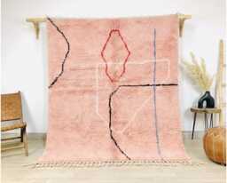 Moroccan Pink Berber Rug, Handwoven Wool Shag Boho Nursery Authentic Beni Ourain Carpet, Large Area Rug - thumbnail 1