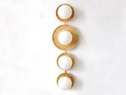 Quattro Glass Globes & Bamboo Disks Large Unique Wall Fixture Light Living Room 4 Sconce Lights Entryway Lamp