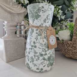 Beautiful Floral Toile Decoupaged Glass Vase. Five Colours Available - thumbnail 1