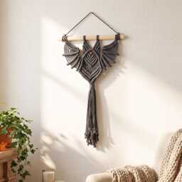 Gothic Bat Decor, Hanging Macrame, Witchy Room Modern Halloween, Dark Wall Art, Plant Holder, Decorations W52 - thumbnail 4