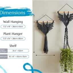 Gothic Bat Decor, Hanging Macrame, Witchy Room Modern Halloween, Dark Wall Art, Plant Holder, Decorations W52 - thumbnail 3