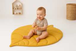 Organic Cotton Leaf Baby Play Mat Nursery Floor Rug, Tummy Time