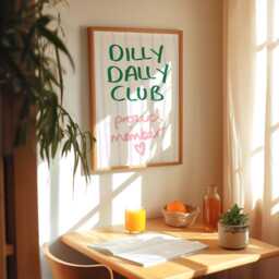 Dilly Dally Club Print Pastel Pink, Purple, Green Typography - thumbnail 3