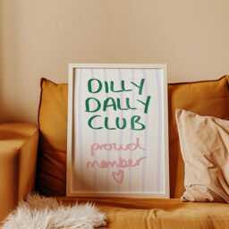 Dilly Dally Club Print Pastel Pink, Purple, Green Typography - thumbnail 2