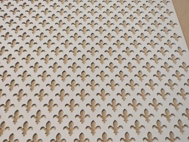 Laserkris Radiator Cabinet Wall Decorative Screening-Fleur-De-Lis-Grille - Perforated 3mm Thick Mdf Mdf Panel - Different Sizes Fdl Pattern