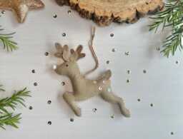 Felt Reindeer Christmas Ornament - Rudolph Bauble Woodland Theme Decoration Stocking Filler Teacher Gift - thumbnail 1