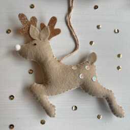 Felt Reindeer Christmas Ornament - Rudolph Bauble Woodland Theme Decoration Stocking Filler Teacher Gift - thumbnail 3