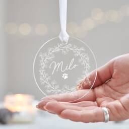 Personalised Pet Hanging Tree Decoration, Custom Dog Cat Christmas Ornament, Bauble Gift For Dog, Keepsake - thumbnail 3