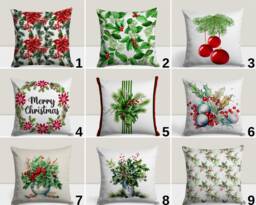 Christmas Berries Cushion Cover, Joyful Xmas Pillow Case, Merry Home Decoration, New Year Gift, Winter Living Room Decor - thumbnail 1
