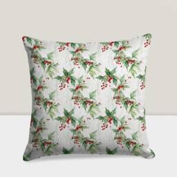 Christmas Berries Cushion Cover, Joyful Xmas Pillow Case, Merry Home Decoration, New Year Gift, Winter Living Room Decor - thumbnail 4