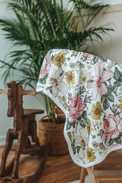 Hibiscus Rose Blanket & Hat, 80x90 cm Blanket, Baby Jersey Hat, Organic Cotton Blanket, Gift Newborn - image 1