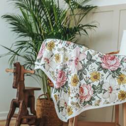 Hibiscus Rose Blanket & Hat, 80x90 cm Blanket, Baby Jersey Hat, Organic Cotton Blanket, Gift Newborn - thumbnail 2