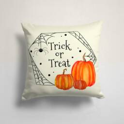 Trick Or Treat Pillow Cover/Carved Orange Pumpkin Cushion Cover/Happy Halloween Case/Spider With Witch Hat Throw Case - thumbnail 3