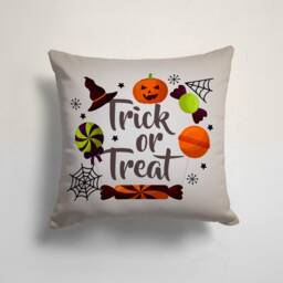 Trick Or Treat Pillow Cover/Carved Orange Pumpkin Cushion Cover/Happy Halloween Case/Spider With Witch Hat Throw Case - thumbnail 2