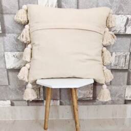 Boho Crewel Embroidered Cotton Throw Pillow Cover With Tassels - thumbnail 4