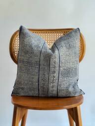 Indigo Neutral Tribal Hemp Hand Woven Natural Dye Color Lumbar Pillow Cover - thumbnail 1