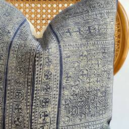 Indigo Neutral Tribal Hemp Hand Woven Natural Dye Color Lumbar Pillow Cover - thumbnail 2
